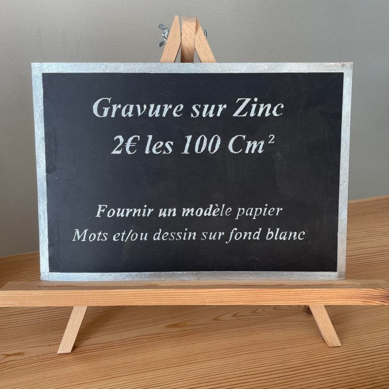 Gravure sur Zinc : à partir de 2€